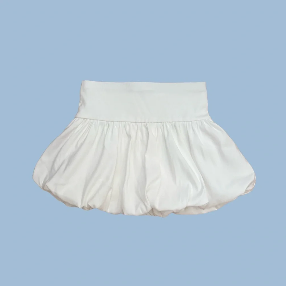 zara balloon bubble mini skirt white